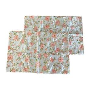 Vintage Satin Floral Standard Queen Pillowcases 2pc Ivory Orange Green Yellow